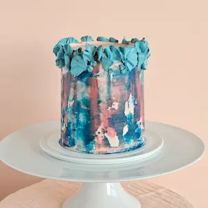 Blue and pink textured buttercream cake