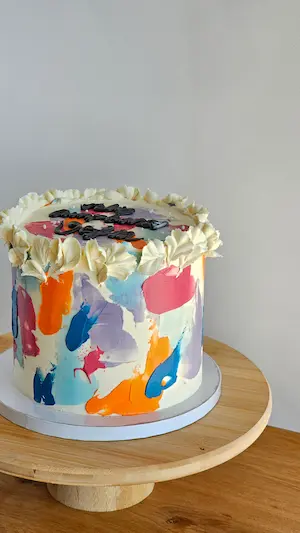 Colourful artistic buttercream cake