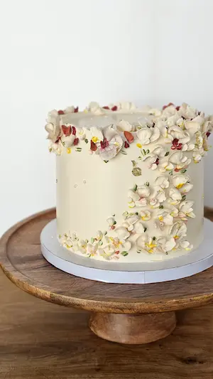Artistic buttercream cake with colourful textures
