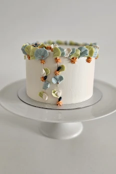White cake with buttercream petals